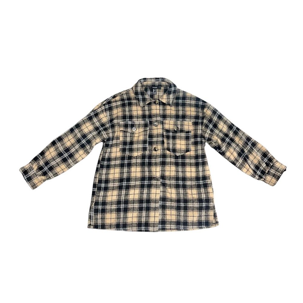 Forever 21 Womens Plaid Flannel button down long sleeve shacket size Small Fall